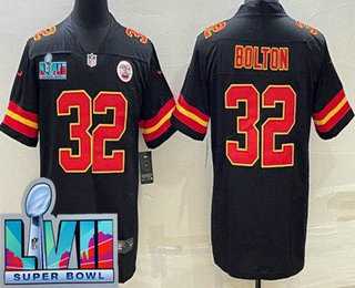Mens Kansas City Chiefs #32 Nick Bolton Limited Black Super Bowl LVII Vapor Jersey
